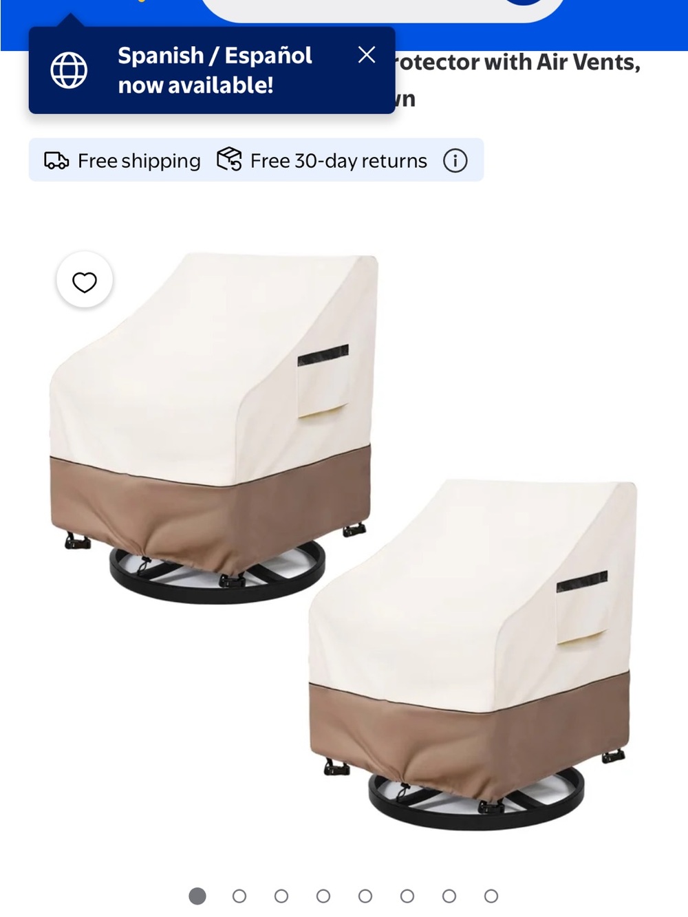 Outdoor Patio Swivel Chair Cover - Cream and Brown